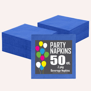 Dark Blue Beverage Napkins | 50 Count