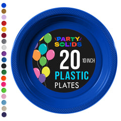 10 in. Dark Blue Plastic Plates | 20 Ct.