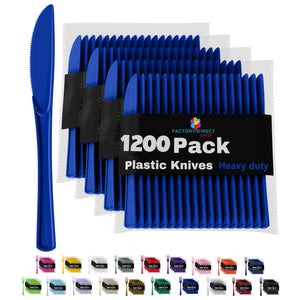 Heavy Duty Dark Blue Plastic Knives - 7.75 in. | Case of 1200