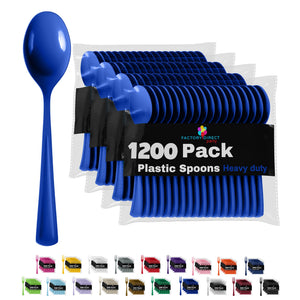 Heavy Duty Dark Blue Plastic Spoons - 7 in. | Case of 1200