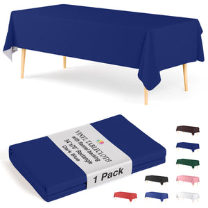 Dark Blue Flannel Backed Plastic Table Cover 54 in. x 70 in.