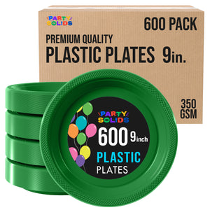 9 in. Emerald Green Plastic Plates | Case of 600