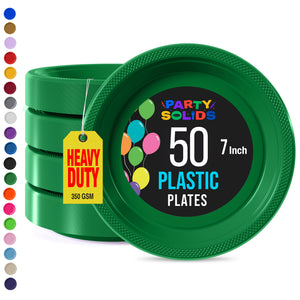 7 in. Emerald Green Plastic Plates | 50 Count