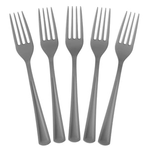 Heavy Duty Silver Plastic Forks - 7.5 in. | 100 Count