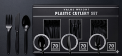 Heavy-Duty Black Plastic Cutlery Set - 7.5 in.