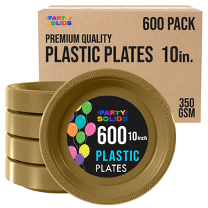 10 in. Gold Plastic Plates | Case of 600