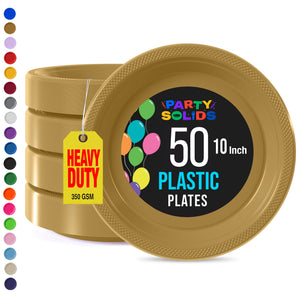 10 in. Gold Plastic Plates | 50 Count