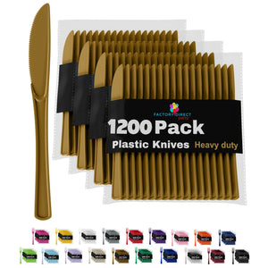 Heavy Duty Gold Plastic Knives - 7.75 in. | Case of 1200