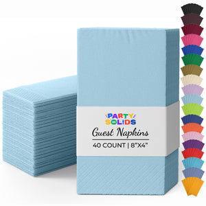 Light Blue Guest Towel Napkins | 8 in. x 4 in. | 40 Ct.