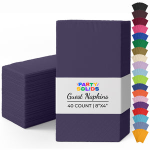 Dark Purple Guest Towel Napkins | 8 in. x 4 in. | 40 Ct.