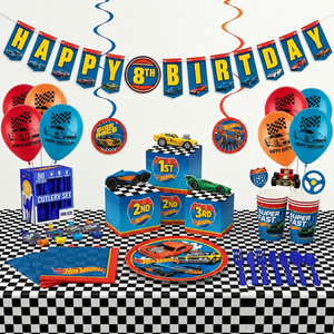 165 Pcs Hot Wheels Deluxe Birthday Party Kit - For 8 Guests