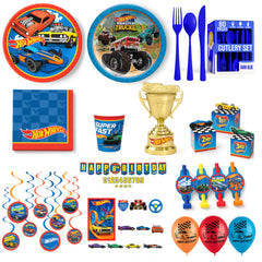 165 Pcs Hot Wheels Deluxe Birthday Party Kit - For 8 Guests