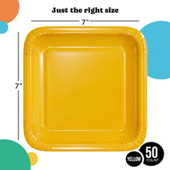 7 In. Yellow Square Paper Plates - 50 Ct.