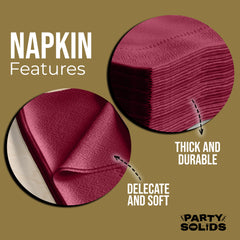 Burgundy Dinner Napkins | 8 in. x 8 in. | 50 Ct.