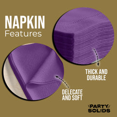 Purple Dinner Napkins | 8 in. x 8 in. | 50 Ct.