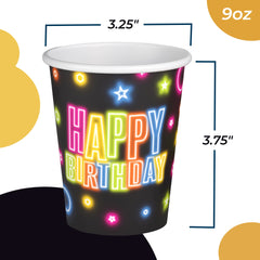 9 oz. Neon Birthday Print Paper Cups - 50 Ct.