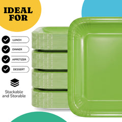 7 In. Lime Square Paper Plates - 50 Ct.