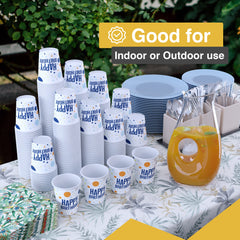 9 Oz. Blue Birthday Print Paper Cups - 50 Ct.