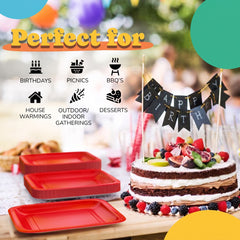 7 In. Red Square Paper Plates - 20 Ct.