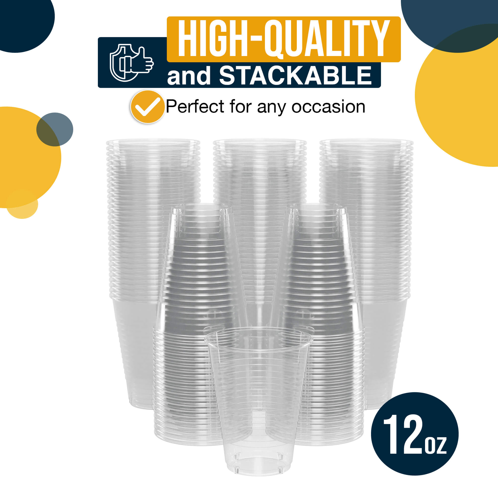 12 Oz. Clear Plastic Cups | 50 Count
