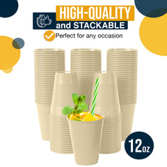 12 Oz. Ivory Plastic Cups | 16 Count