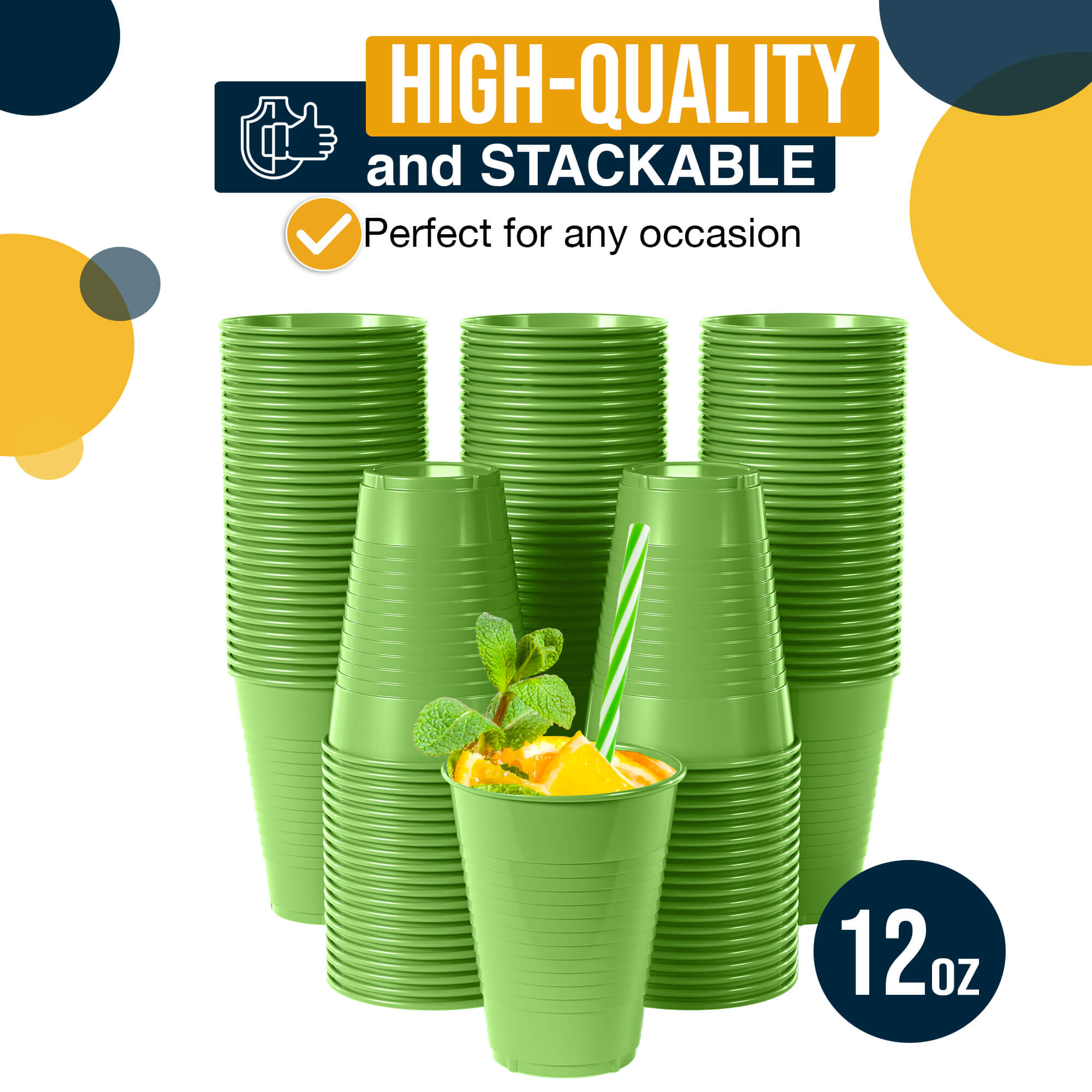 12 Oz. Lime Green Plastic Cups | 16 Count