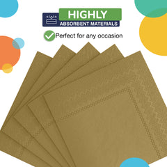 Gold Beverage Napkins | 4.75 in. x 4.75 in. | 50 Count