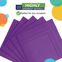 Purple Luncheon Napkins | 6.75 in. X 6.75 in. | 50 Count