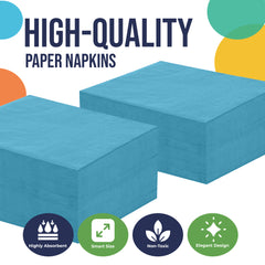 Turquoise Beverage Napkins | 4.75 in. x 4.75 in. | 50 Count