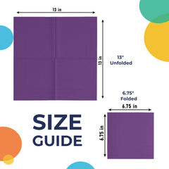 Purple Luncheon Napkins | 6.75 in. X 6.75 in. | 50 Count