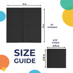 Black Luncheon Napkins | 6.75 in. X 6.75 in. | 50 Count