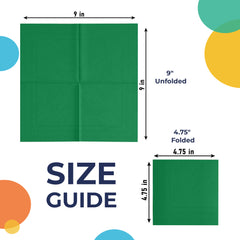 Emerald Green Beverage Napkins | 4.75 in. X 4.75 in. | 50 Count