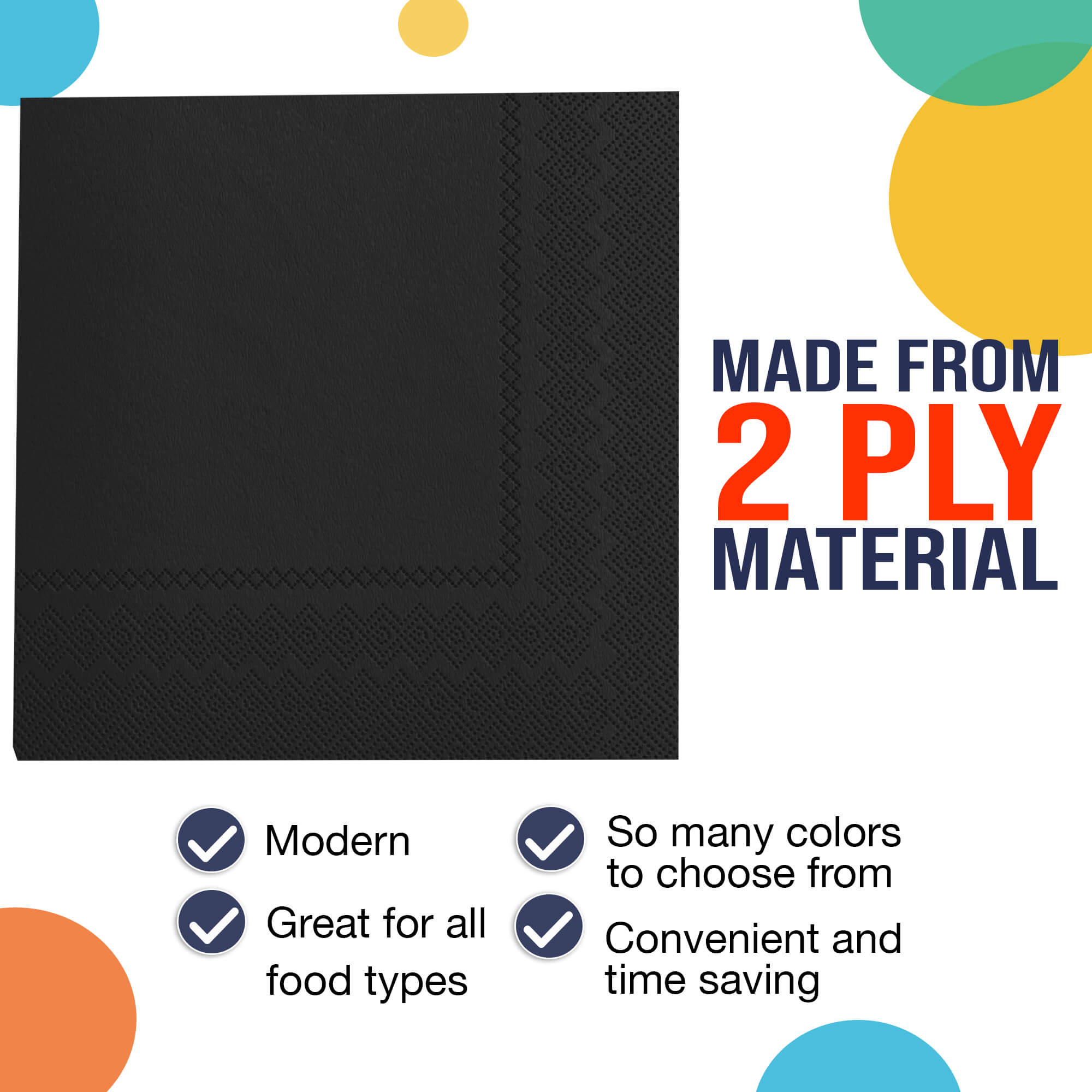 Black Beverage Napkins | 20 Count