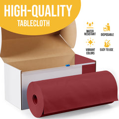 54 in. x 100 Ft. Cut To Size Table Roll | Burgundy | Case of 6