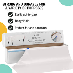 14 in. x 200 Ft. Cut To Size White Table Runner