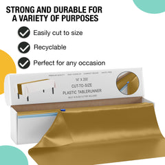 14 in. x 200 Ft. Cut To Size Gold Table Runner