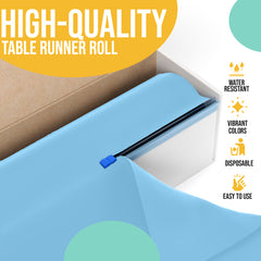14 in. x 200 Ft. Cut To Size Light Blue Table Runner