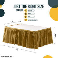 Gold Plastic Table Skirt | 6 Pack - 168 in. x 29 in.