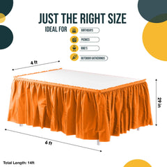 Orange Plastic Table Skirt | 6 Pack - 168 in. x 29 in.