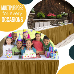 Gold Plastic Table Skirt | 6 Pack - 168 in. x 29 in.