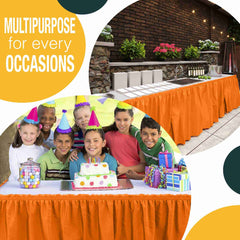 Orange Plastic Table Skirt | 6 Pack - 168 in. x 29 in.