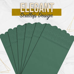 3 Ply Cypress Green Scalloped Napkins - 20 Ct.