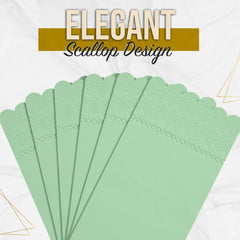 3 Ply Pistachio Green Scalloped Napkins - 20 Ct.