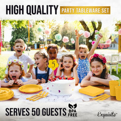 182 Pcs Yellow Plastic Dinnerware Set | Setting for 26