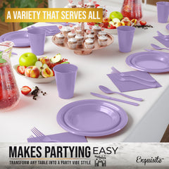 182 Pcs Lavender Plastic Dinnerware Set | Setting for 26