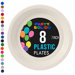 7 in. Ivory Plastic Plates 8 Count