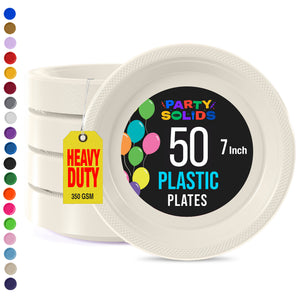 7 in. Ivory Plastic Plates | 50 Count