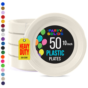 10 in. Ivory Plastic Plates | 50 Count