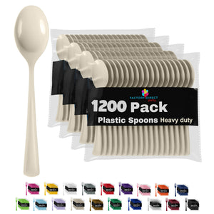 Heavy Duty Ivory Plastic Spoons - 7 in. | Case of 1200