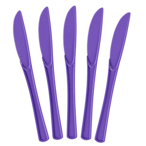 Heavy Duty Purple Plastic Knives - 7.75 in. | 100 Count